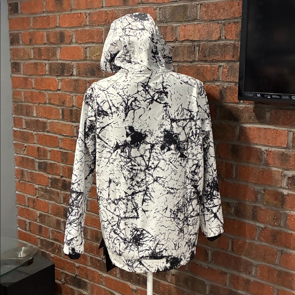 New with tags Otemper pullover ski hoodie. White & Black Marble Print. Size S. - Picture 8 of 11